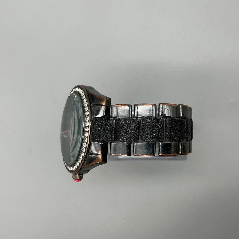 Betsey Johnson BJW024BK Womens Watch 40mm Black Dial Crystals New Battery 7.5